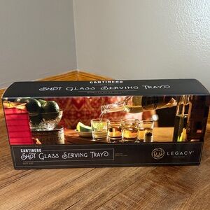 Legacy Cantinero Shot Glass wooden Serving Tray Set